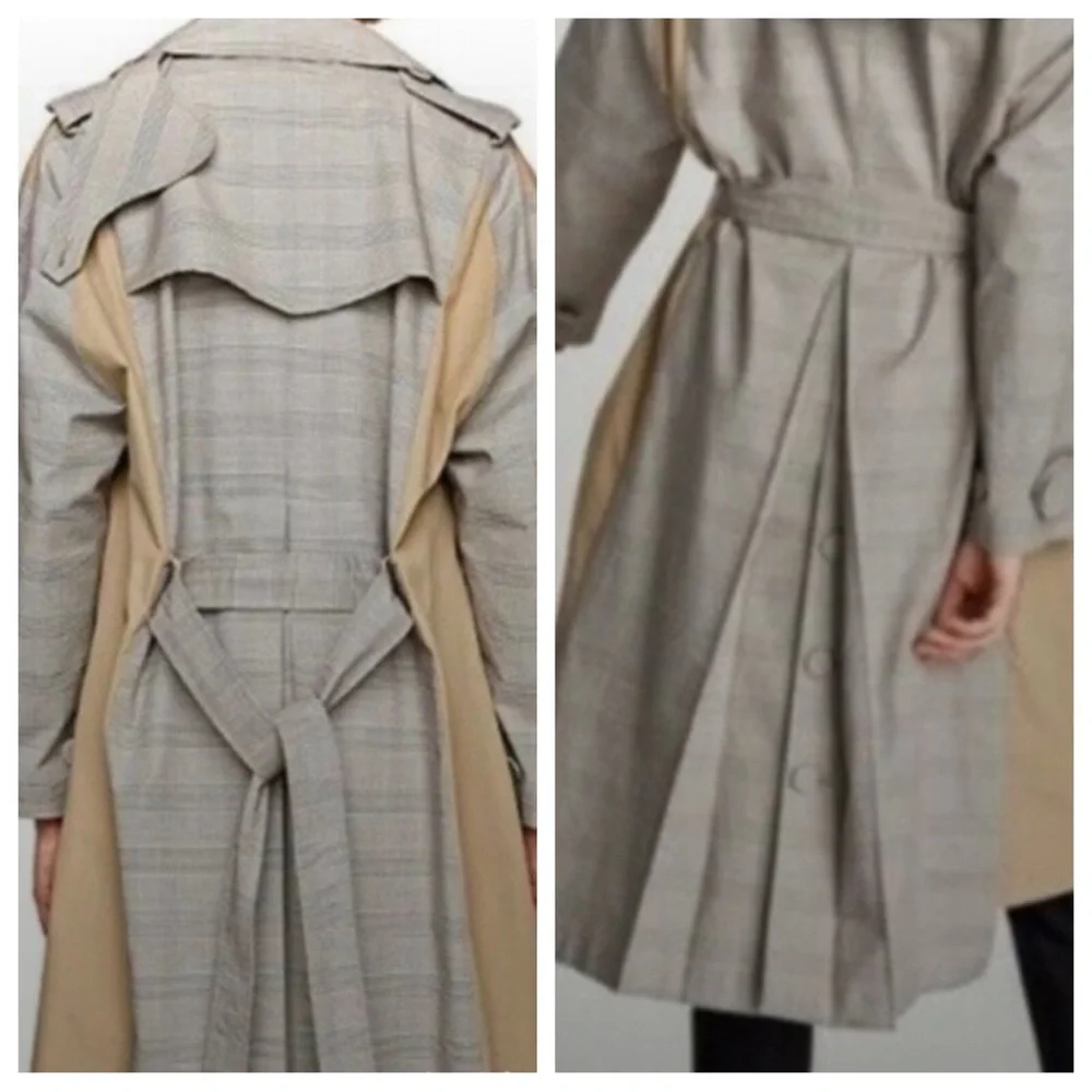 ZARA Contrast Houndstooth Trench Coat
